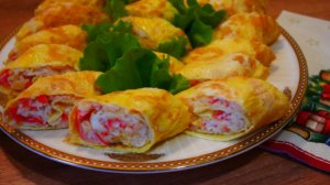 Закуска за 5 минут Рулетики с сыром и крабовыми палочками