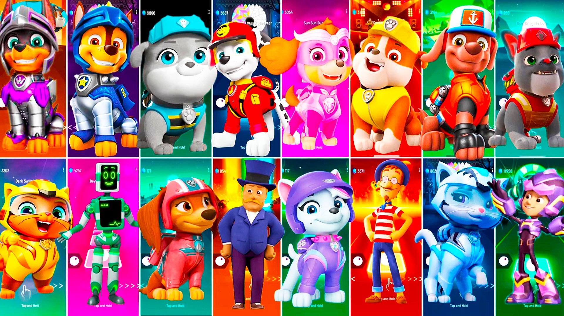 Мультики для Детей Щенячий Патруль Tiles Hop - ГОНЩИК, МАРШАЛЛ, СКАЙ, КРЕПЫШ, ЗУМА