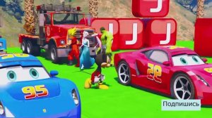 Катаемся на крутых разноцветных машинках и грузовиках из мультиков для детей №2