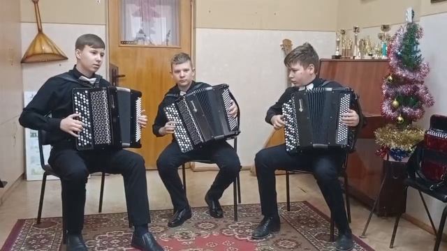 Трио баянистов:Козырь ЯрославЛопырев МатвейВолков Максим:М.Товпеко Бурлеска