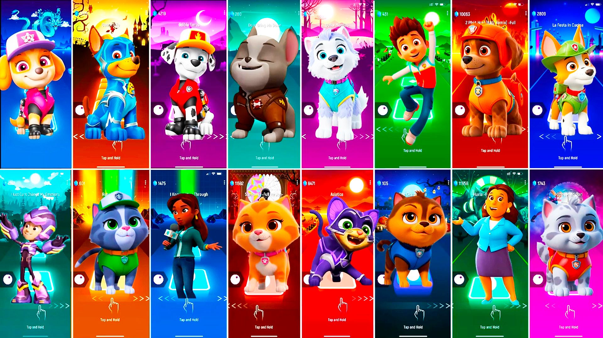 Мультики для Детей Щенячий Патруль Tiles Hop - СКАЙ, ГОНЩИК, МАРШАЛЛ, ЭВЕРЕСТ, РАЙДЕР