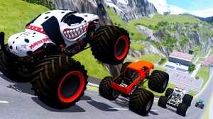 МУЛЬТИКИ ПРО МАШИНКИ Эпические прыжки и столкновения на скоростном монстр-траке Beamng Drive #35