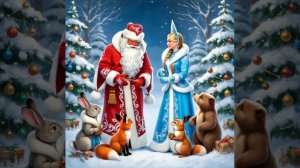 Футаж. Новый год. Дед Мороз и Снегурочка.