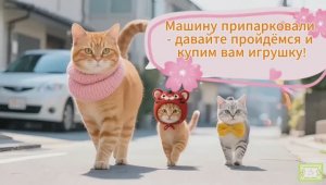 🐾 Мама-кошка и котёнок Рыжик💕 котенок в тигровой шапочке и их друзья