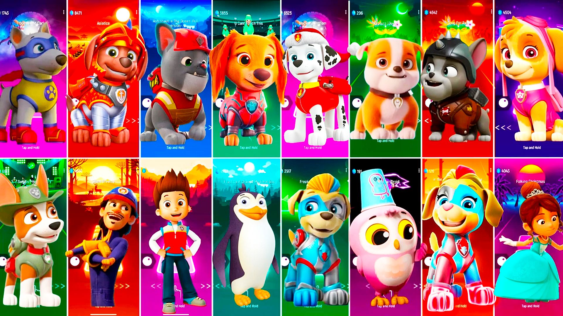 Мультики для Детей Щенячий Патруль Tiles Hop - ЗУМА, ЛИБЕРТИ, МАРШАЛЛ, КРЕПЫШ, СКАЙ