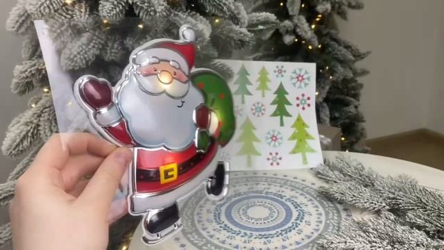 Светящийся стикер САНТА НА КОНЬКАХ, 29х23 см, JC-20580