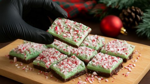 Вирусный десерт из TikTok на Новый год — мятно-шоколадные батончики без выпечки 🎄🍫