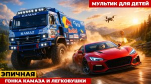 эпичная гонка КамАЗа и легковушки в новом мультике про машинки!»ь #МультикиПроМашинки