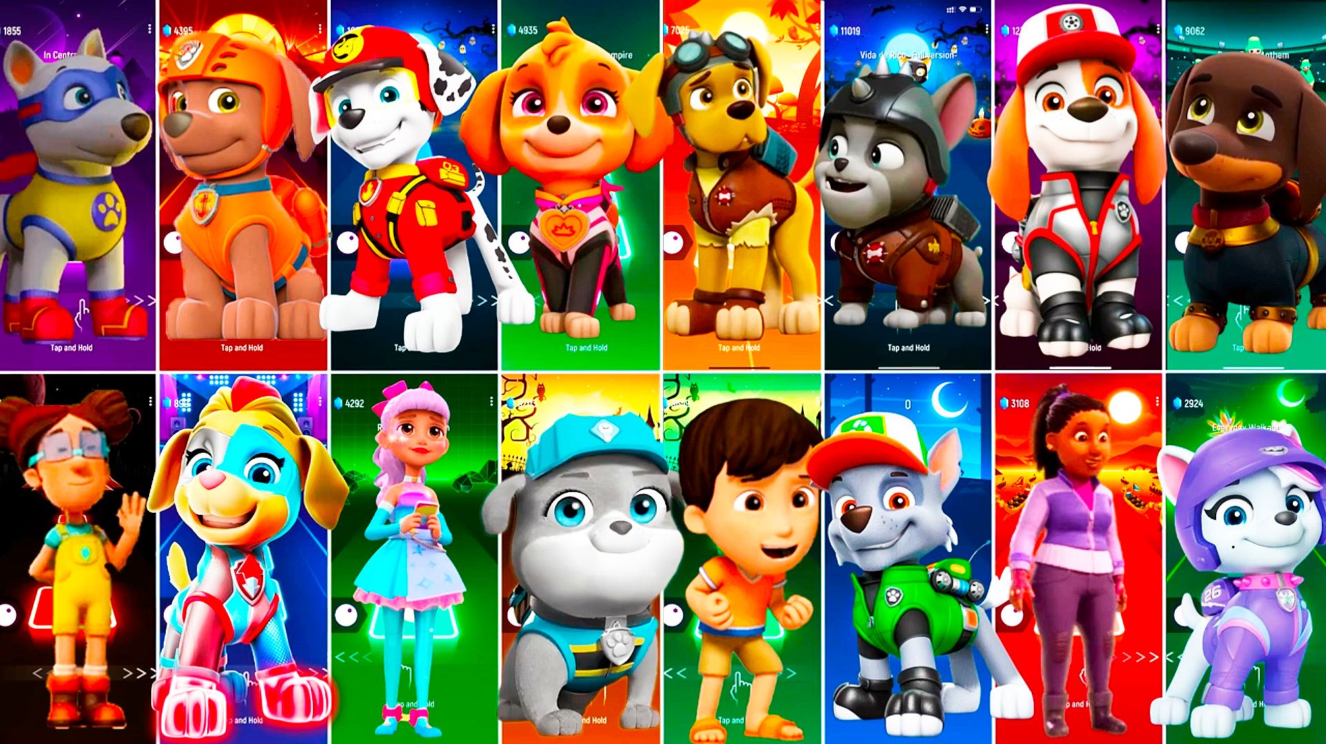 Мультики для Детей Щенячий Патруль Tiles Hop - ЗУМА, МАРШАЛЛ, СКАЙ, ЭЛ