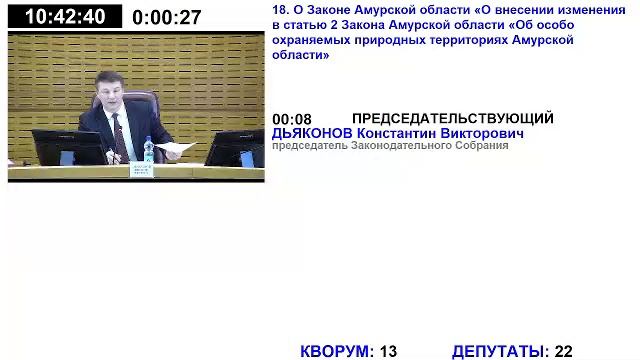 64-ое заседание Законодательного Собрания Амурской области