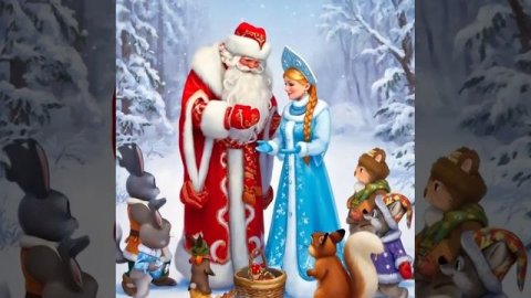 Футаж. Новый год. Дед Мороз и Снегурочка.