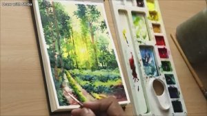 Мастер-класс по рисованию акварелью для начинающих: красивый лес