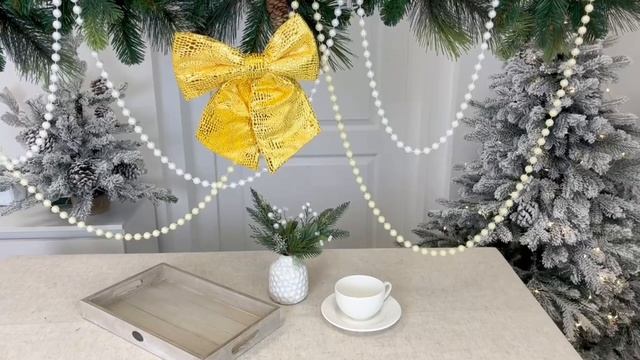 Декоративный бант 'ДЗЕФИРРО', полиэстер, золотой, 25х28 см, 14246