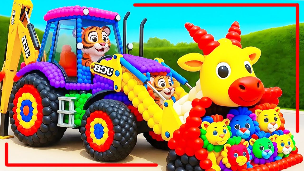 Мультики для детей. Яркие шарики становятся разными яркими машинками. Мультики для малышей