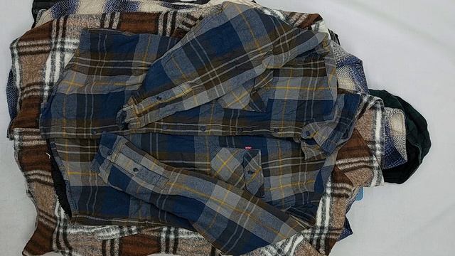 Рубашки мужские фланель на мех подкладе  секонд оптом 8 пак