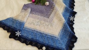 Шаль «Снежная зима»\\ готовая работа