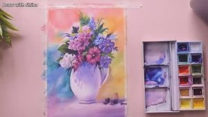 Мастер-класс по рисованию акварелью вазы с цветами  — просто и понятно