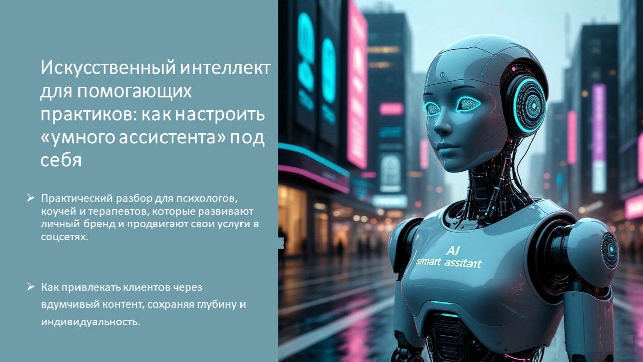 Запись вебинара “Искусственный интеллект  для помогающих практиков: как настроить умного ассистента.