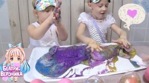 Беата и Ника делают гигантский слайм с морем блест