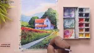 Мастер-класс по рисованию акварелью дома с садом — для начинающих