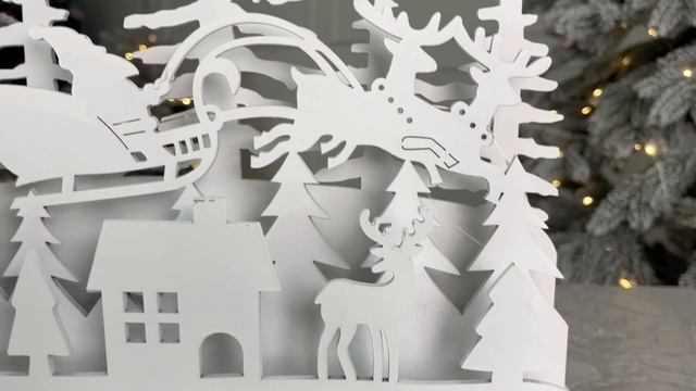 Декоративная светящаяся композиция ПОЛЁТ В СНЕГАХ, дерево, тёплые белые LED-огни, GR9021850-2