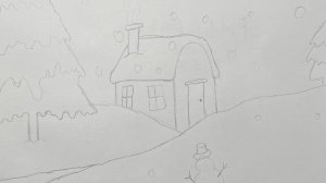 Рисуем зимний пейзаж простым карандашом