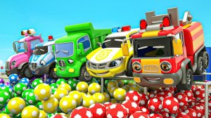 Раскрась машинки разноцветными футбольными мячами - Детские стишки и песенки - Мультики про машинки