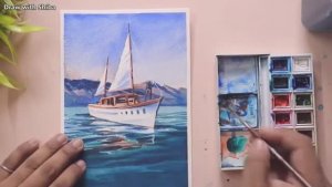 Мастер-класс по рисованию акварелью белой яхты на воде