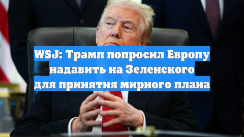 WSJ: Трамп попросил Европу надавить на Зеленского для принятия мирного плана
