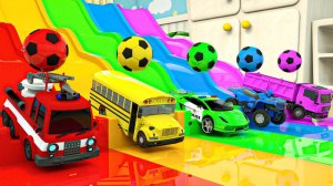 Обучение и игра! Играем в разноцветные шарики Детские стишки и песенки Мультики про веселые машинки