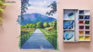 Мастер-класс по рисованию акварелью игру теней от листьев на фоне горной дороги