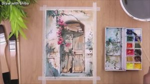 Мастер-класс по рисованию акварелью красивого цветущего дерева и старой двери: пошаговое руководство