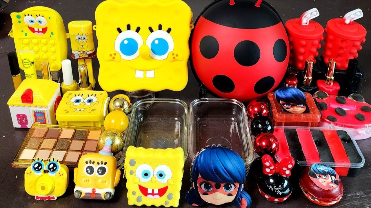 Отважная Леди Баг и Желтый Спанч Боб Смешивают Слаймы АСМР