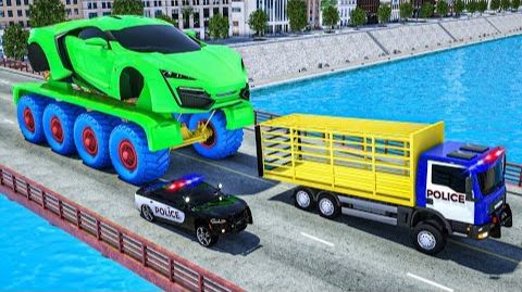 Большой спортивный автомобиль-монстр против полицейской машины сержанта Лукаса на ОПАСНОЙ ДОРОГЕ