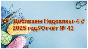 СП "Добиваем Недовязы-4 //2025 год//Отчёт № 43 // Организатор СП  Марина Стогова