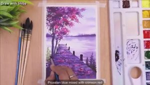 Мастер-класс по рисованию акварелью дерева сакуры и мостика к реке