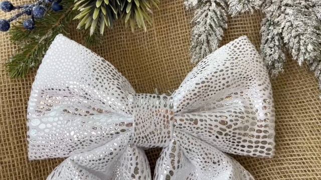 Декоративный бант 'ДЗЕФИРРО', полиэстер, серебряный, 20х22 см, 14243