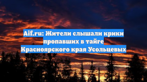 Aif.ru: Жители слышали крики пропавших в тайге Красноярского края Усольцевых