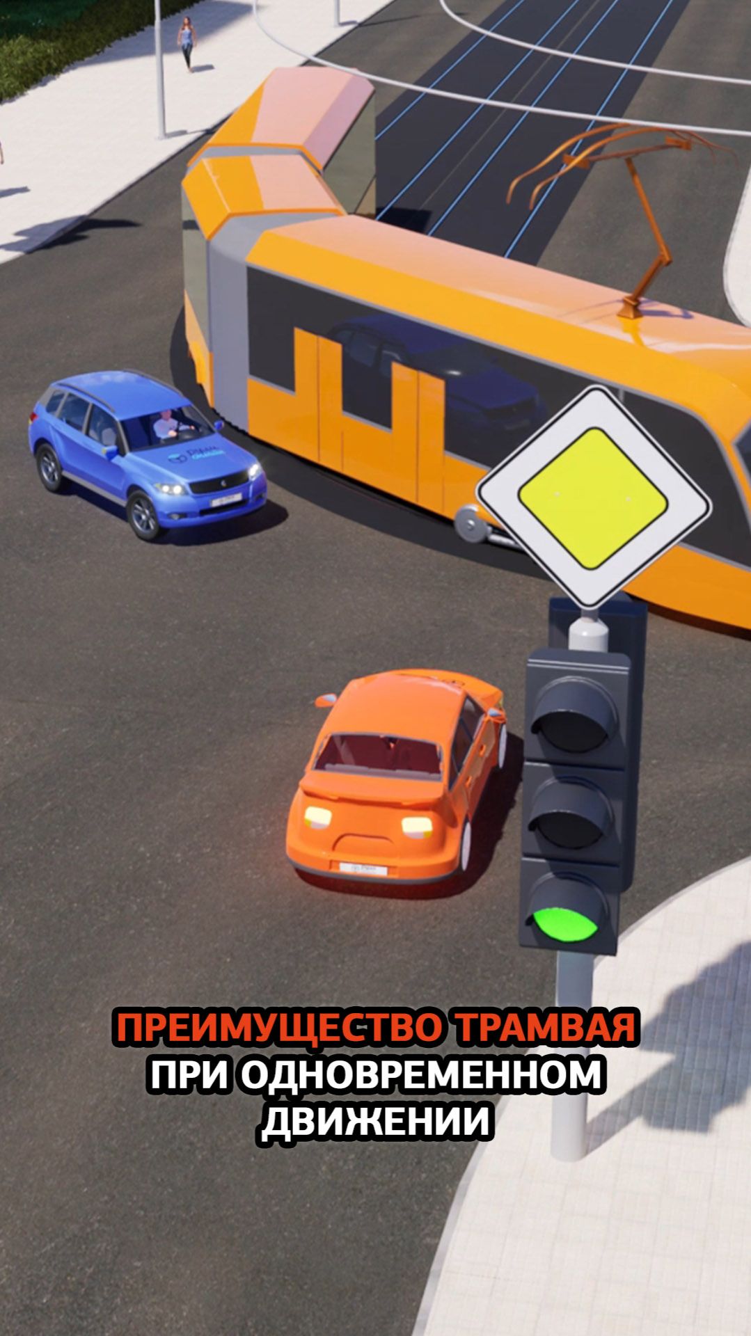 Преимущество трамвая при одновременном движении. смотреть онлайн