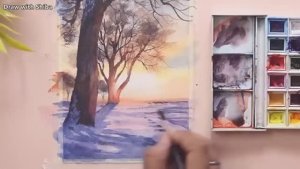 Мастер-класс по рисованию акварелью зимнего пейзажа