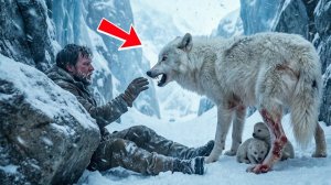 Белая волчица отдала охотнику своих детей посреди снежного плена