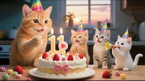 Мама кошка и котята устраивают веселую вечеринку. Теплые моменты дня