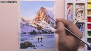 Мастер-класс по рисованию акварелью пейзаж с ледяными горами — легко и наглядно