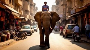 Слон идет по улице Каира