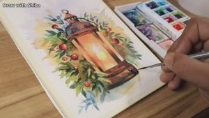 Мастер-класс по рисованию акварелью тёплый свет фонаря
