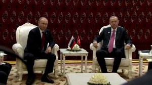 Владимир Путин встретился с Реджепом Тайипом Эрдоганом в Ашхабаде: видео.
