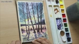 Мастер-класс по рисованию акварелью берёзового леса в лучах заката