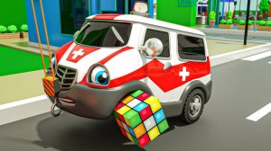 Мультики про машинки - Колеса в форме кубика рубика - Песенки для детей - Мультфильмы для малышей