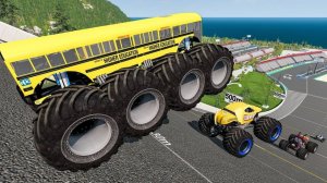 МУЛЬТИКИ ПРО МАШИНКИ Эпические прыжки и столкновения на скоростном монстр-траке Beamng Drive #42