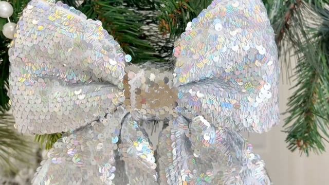 Декоративный бант 'СВЕРКАЮЩИЙ ТАНЕЦ', полиэстер, серебряный, 20х22 см, 14249